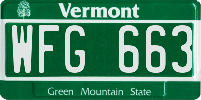 VT license plate WFG663