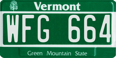 VT license plate WFG664