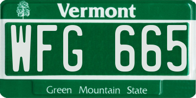 VT license plate WFG665