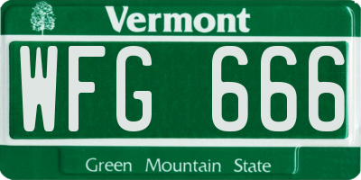 VT license plate WFG666
