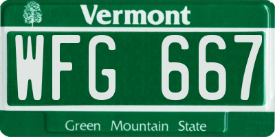 VT license plate WFG667