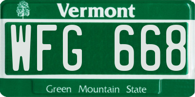 VT license plate WFG668