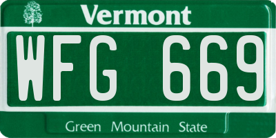 VT license plate WFG669