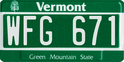 VT license plate WFG671