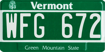VT license plate WFG672