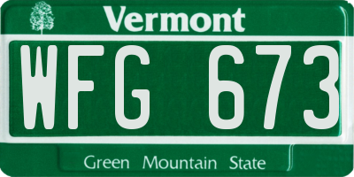 VT license plate WFG673