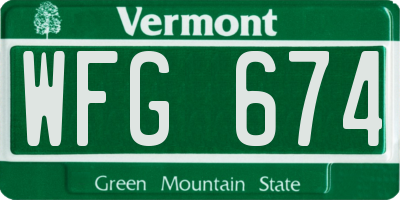 VT license plate WFG674