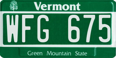 VT license plate WFG675