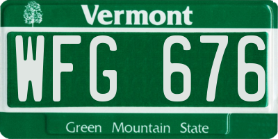VT license plate WFG676