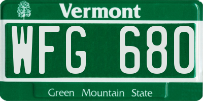 VT license plate WFG680