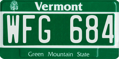 VT license plate WFG684