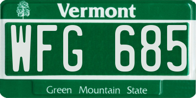 VT license plate WFG685