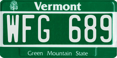 VT license plate WFG689
