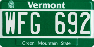 VT license plate WFG692