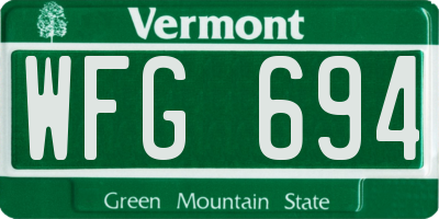 VT license plate WFG694