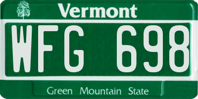 VT license plate WFG698