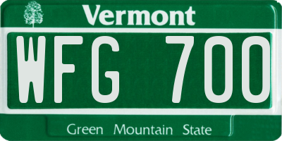 VT license plate WFG700