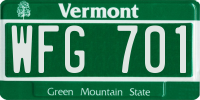 VT license plate WFG701