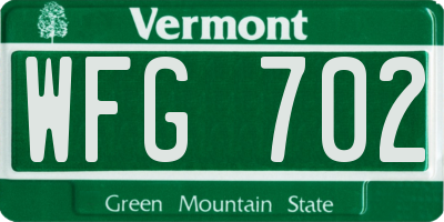 VT license plate WFG702