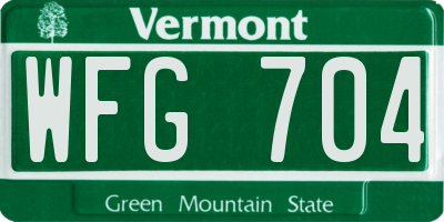 VT license plate WFG704