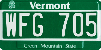 VT license plate WFG705