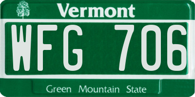 VT license plate WFG706