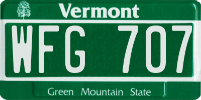 VT license plate WFG707