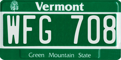 VT license plate WFG708