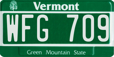 VT license plate WFG709