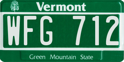 VT license plate WFG712