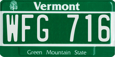 VT license plate WFG716