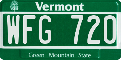 VT license plate WFG720