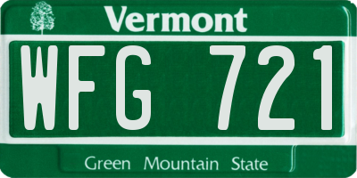 VT license plate WFG721