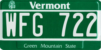 VT license plate WFG722
