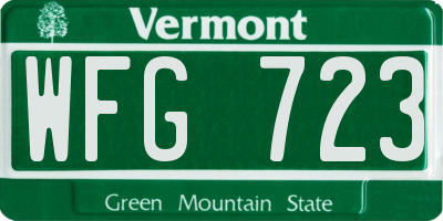 VT license plate WFG723