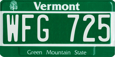 VT license plate WFG725