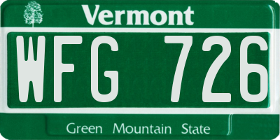 VT license plate WFG726