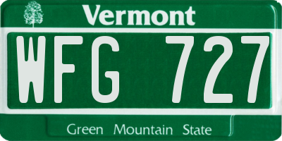 VT license plate WFG727