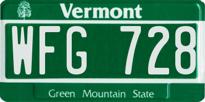 VT license plate WFG728