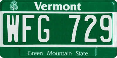 VT license plate WFG729