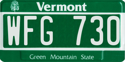 VT license plate WFG730