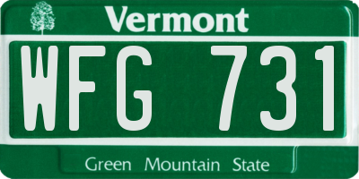 VT license plate WFG731