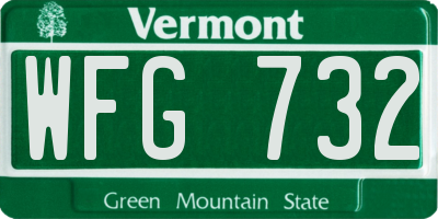 VT license plate WFG732