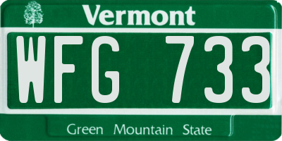 VT license plate WFG733