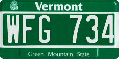 VT license plate WFG734