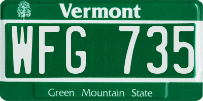 VT license plate WFG735