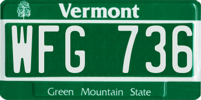 VT license plate WFG736