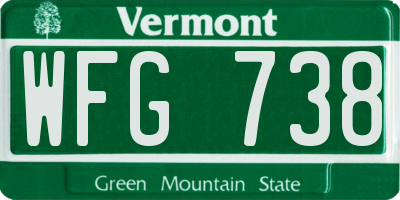 VT license plate WFG738