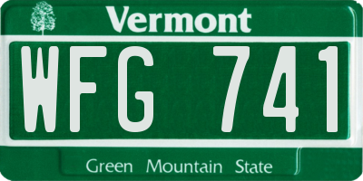 VT license plate WFG741
