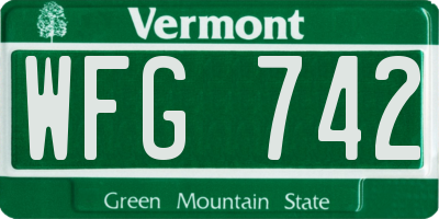 VT license plate WFG742